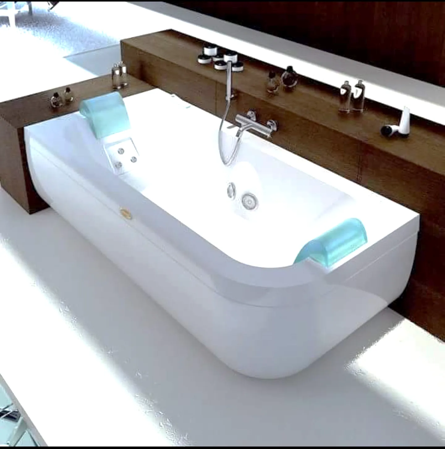 حوض استحمام أبيض بالتدليك المائي